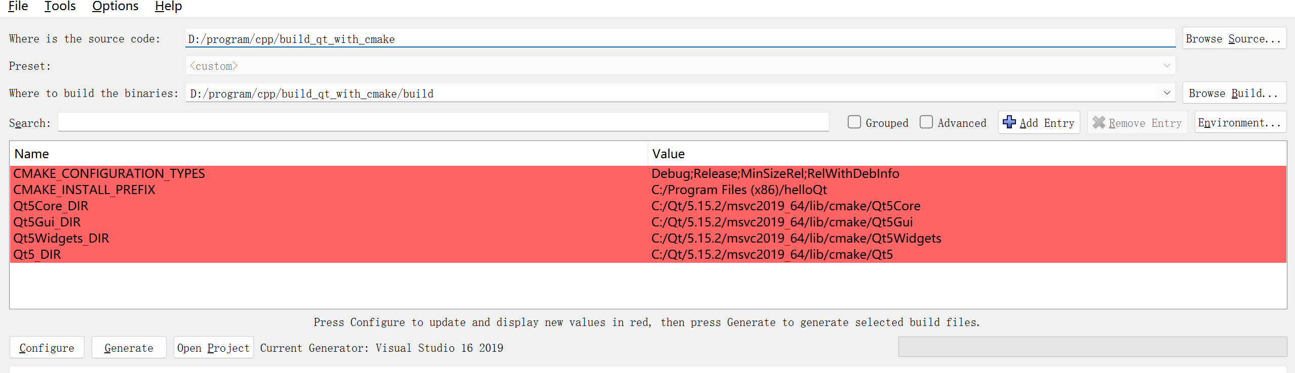 cmake gui